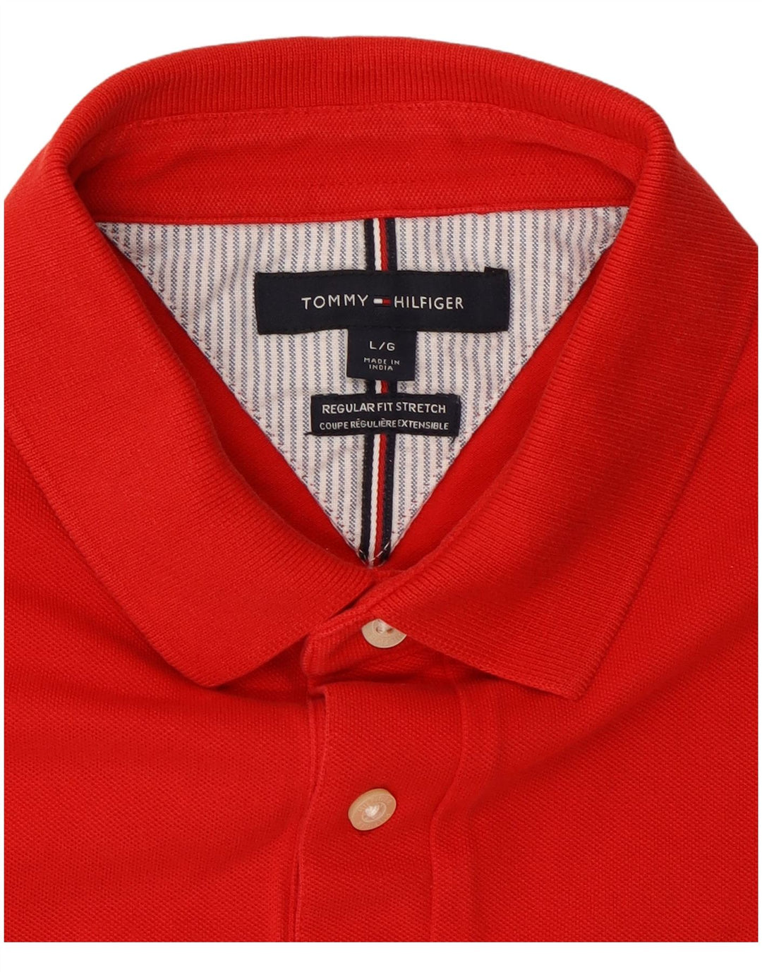 Tommy Hilfiger Ανδρικό πουκάμισο Polo με κανονική εφαρμογή, μεγάλο κόκκινο βαμβακερό