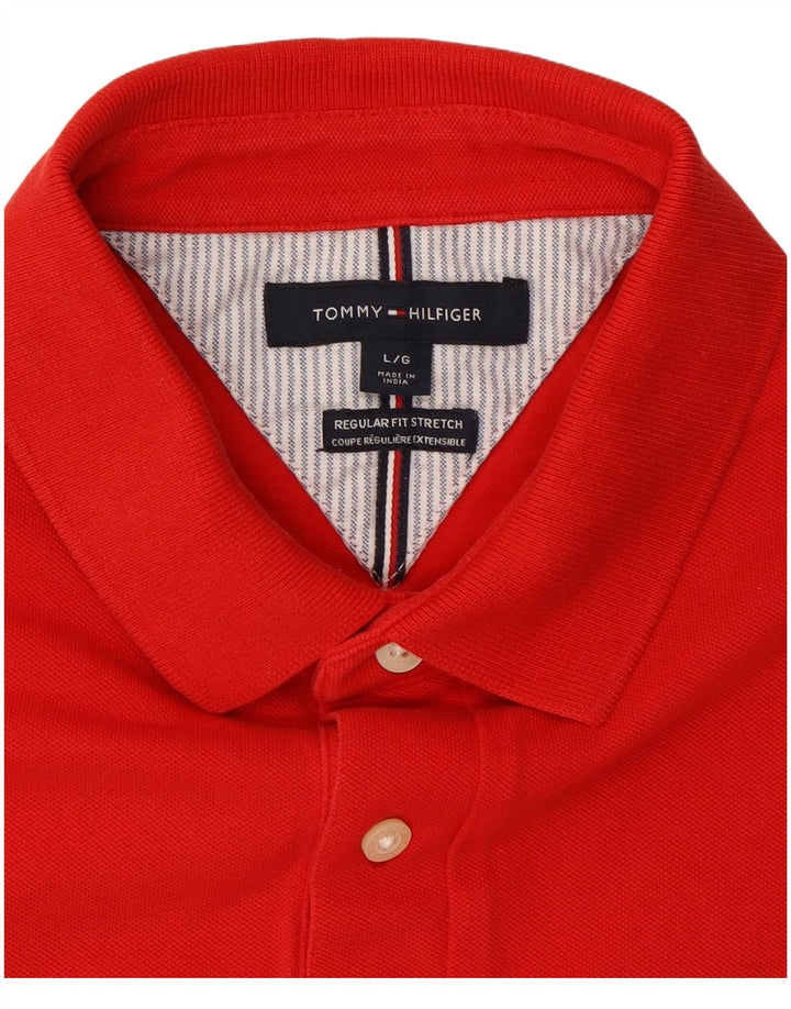 Tommy Hilfiger Ανδρικό πουκάμισο Polo με κανονική εφαρμογή, μεγάλο κόκκινο βαμβακερό