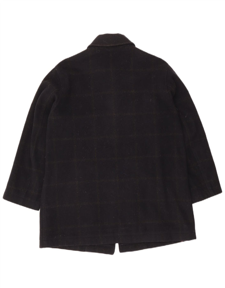 Vintage γυναικείο πανωφόρι σκι UK 14 Medium Navy Blue Check Wool
