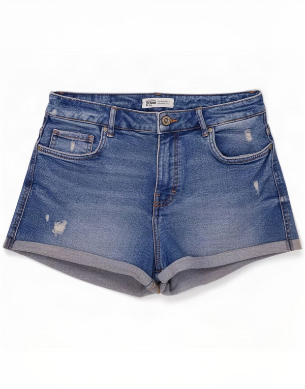 Zara Womens Distressed τζιν σορτς EU 40 Medium W30 Blue