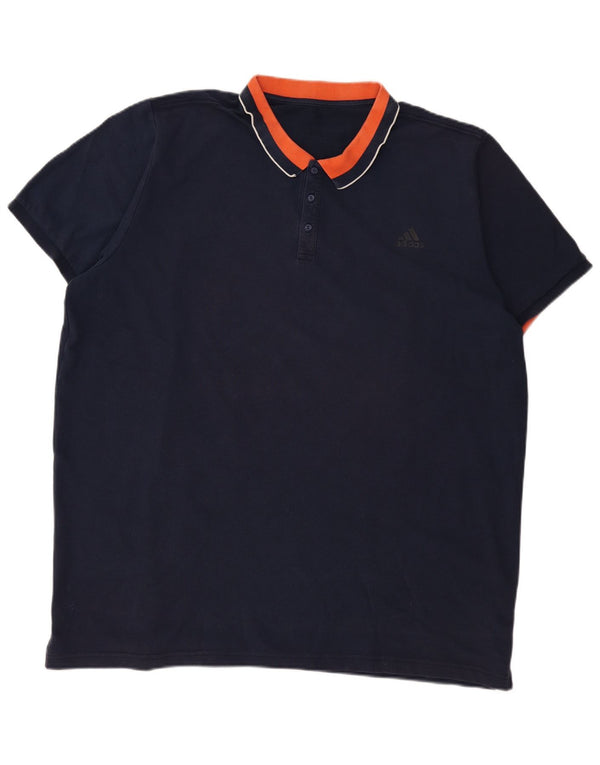 Ανδρικό μπλουζάκι πόλο ADIDAS 3XL Navy Blue Colorblock Βαμβακερό