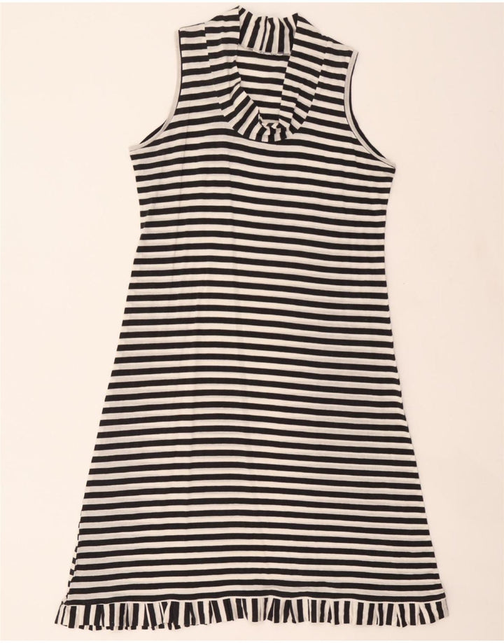 VINTAGE Womens Sleeveless Basic Dress UK 12 Medium Black Striped Vintage Vintage and Second-Hand Vintage from Messina Hembry 