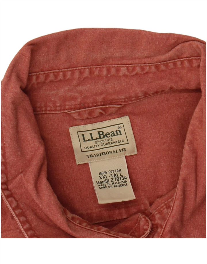 L.L.BEAN Ανδρικό ψηλό παραδοσιακό πουκάμισο 2XL κόκκινο βαμβακερό