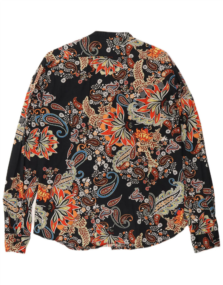 Vintage ανδρικό πουκάμισο μεγάλο μαύρο Paisley βαμβακερό