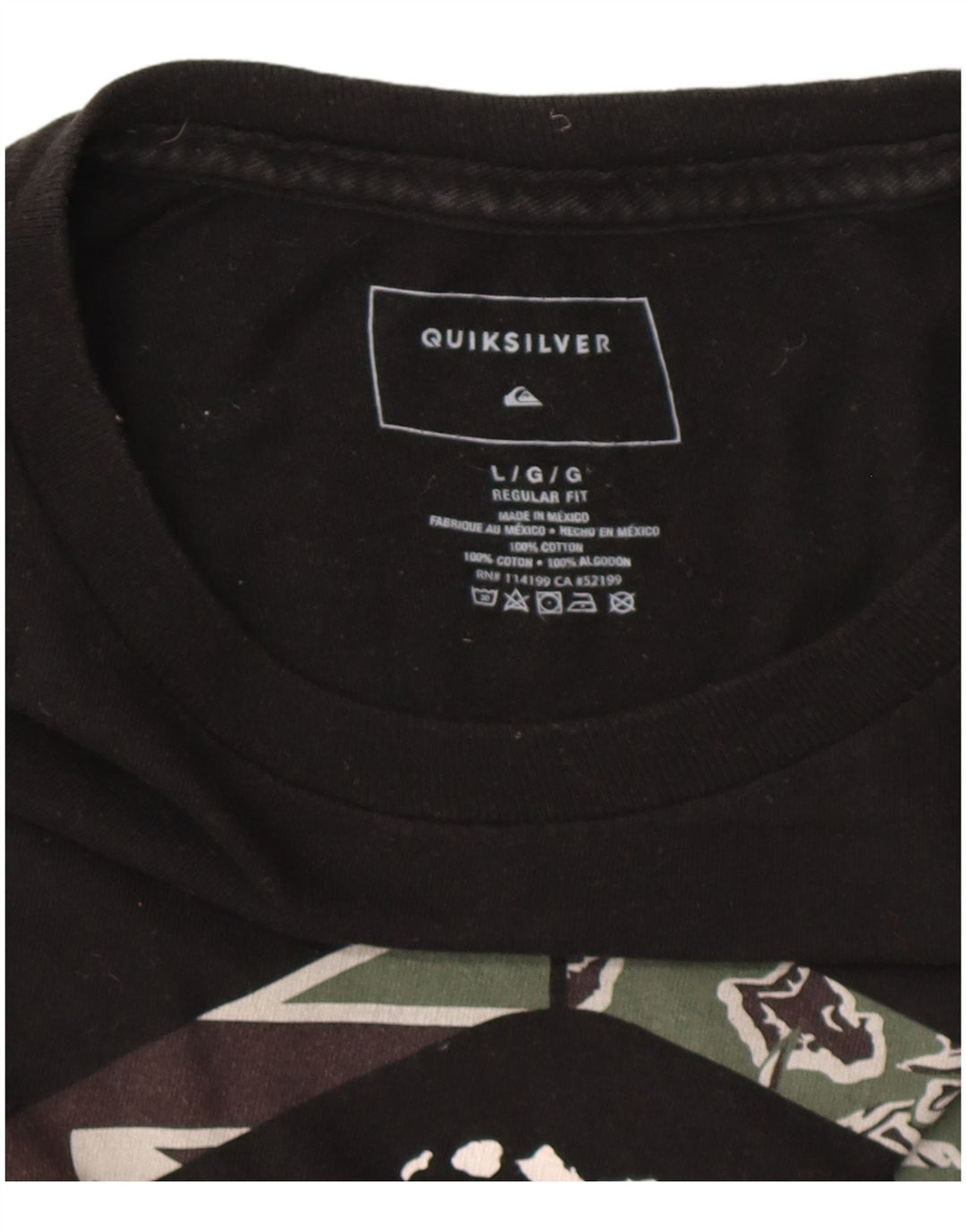Ανδρικό γραφικό μπλουζάκι QUIKSILVER Regular Fit Hawaii Top μεγάλο μαύρο βαμβακερό