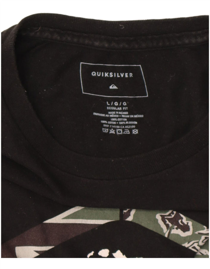Ανδρικό γραφικό μπλουζάκι QUIKSILVER Regular Fit Hawaii Top μεγάλο μαύρο βαμβακερό