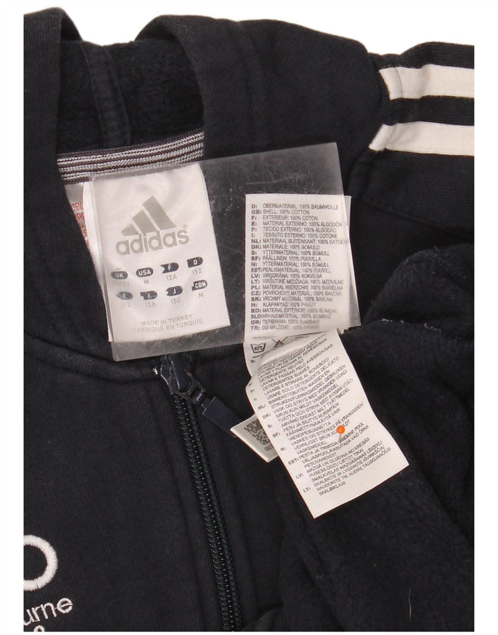 Πουλόβερ ADIDAS για αγόρια με κουκούλα με φερμουάρ 11-12 ετών, μπλε βαμβακερό