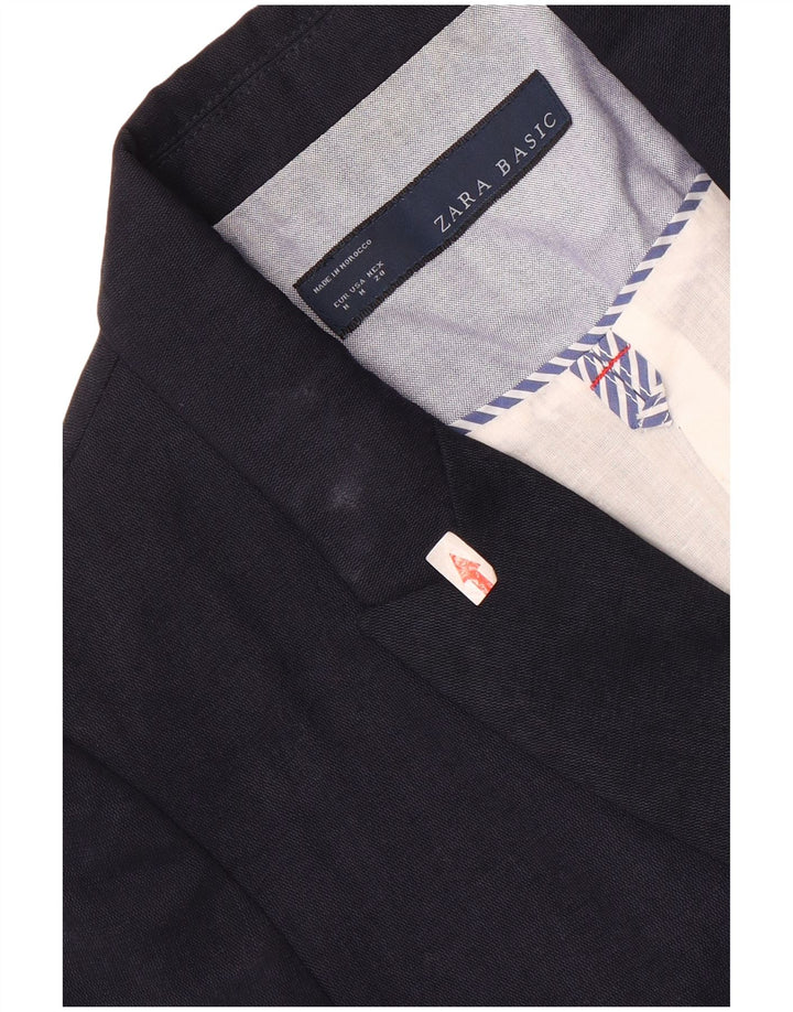 Zara Γυναικείο σακάκι Blazer με διπλό στήθος UK 12 Medium Navy Blue Lyocell