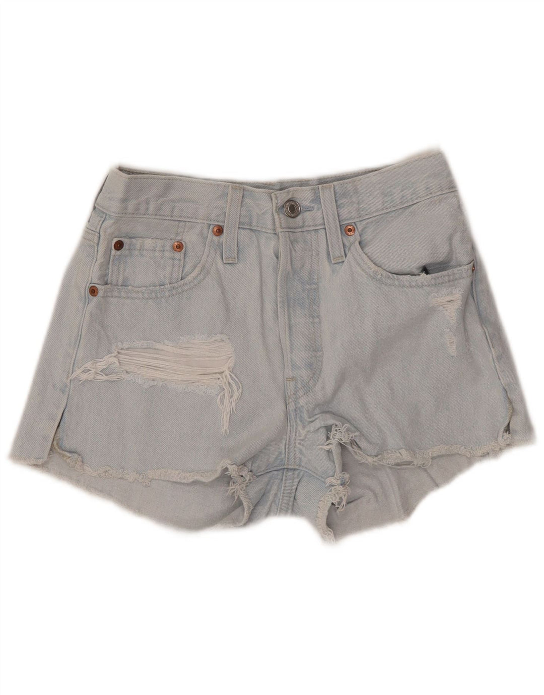 LEVI'S Womens 501 Distressed τζιν σορτς W24 XS Μπλε βαμβακερό