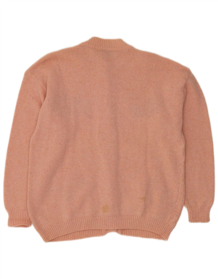 Γυναικείο πουλόβερ με ζακέτα VINTAGE UK 16 Μεγάλο ροζ φλοράλ μαλλί