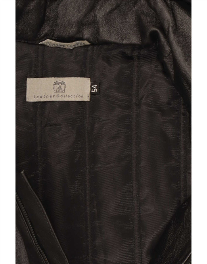 Vintage Ανδρικό Δερμάτινο Μπουφάν με κουκούλα IT 54 2XL Μαύρο
