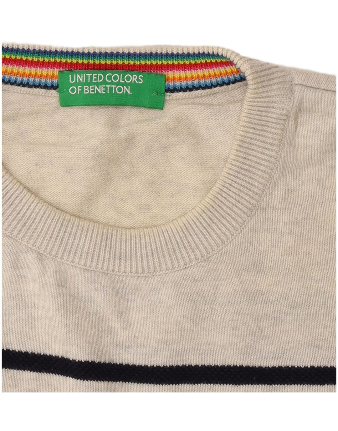 Ανδρικό πουλόβερ Benetton Crew Neck Jumper με μεσαίο γκρι ριγέ