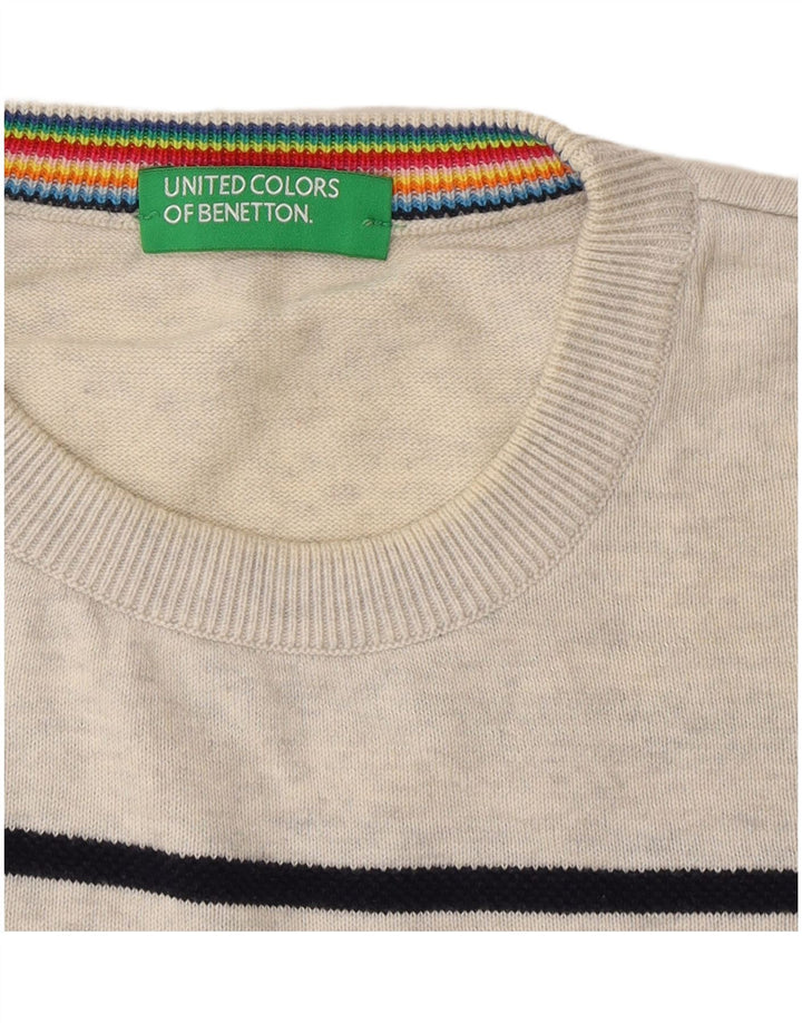 Ανδρικό πουλόβερ Benetton Crew Neck Jumper με μεσαίο γκρι ριγέ