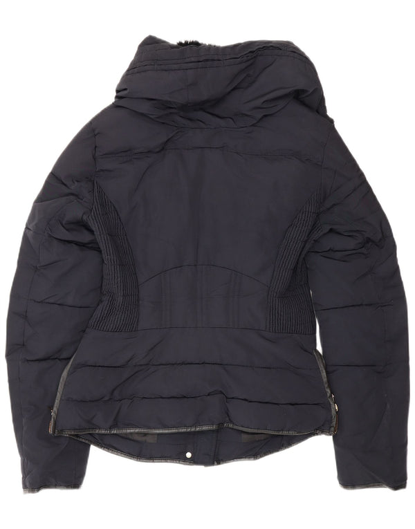 Zara Womens Padded Jacket UK 6 XS Navy Blue