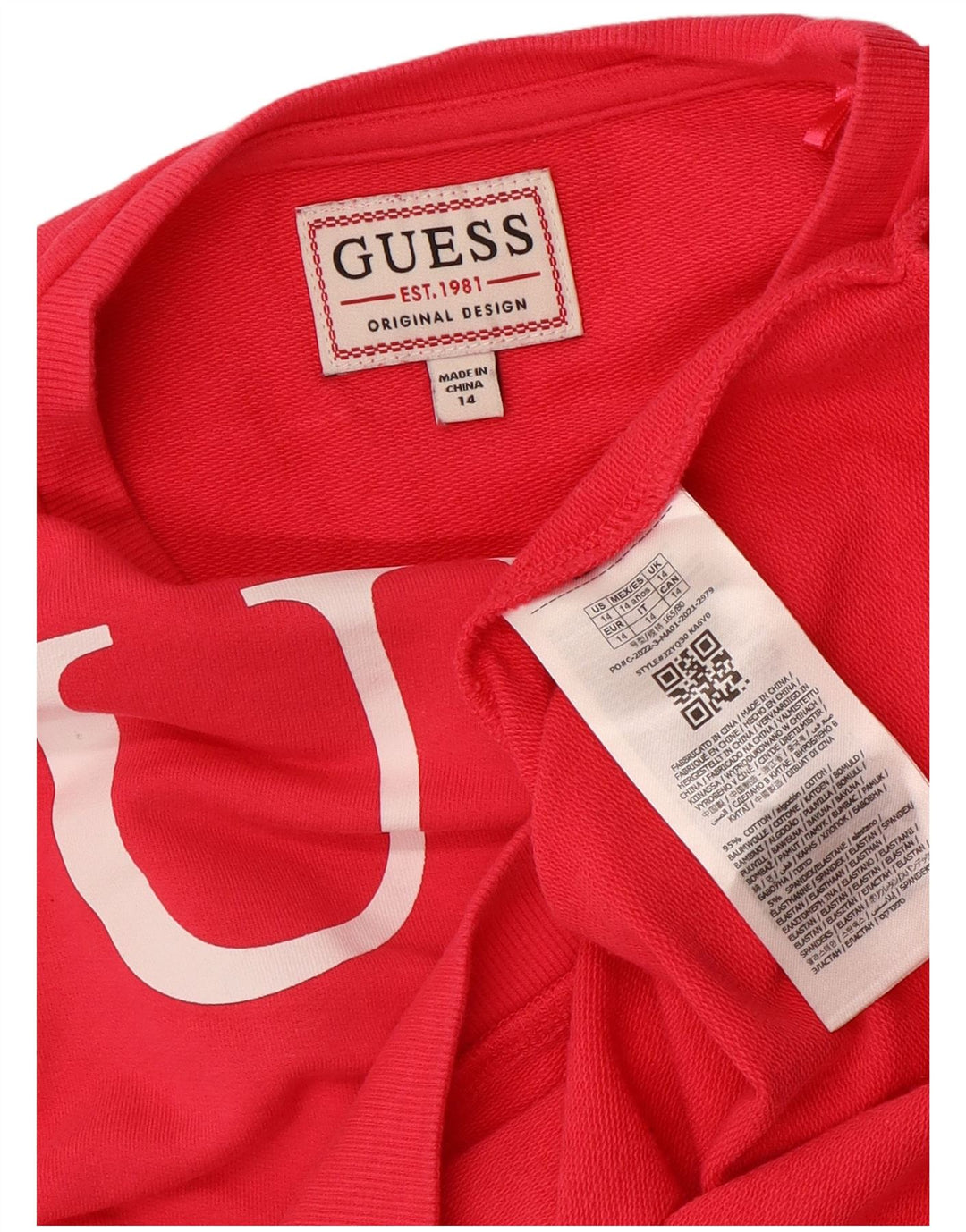 GUESS Girls Crop Graphic Φούτερ 13-14 ετών Ροζ βαμβακερό