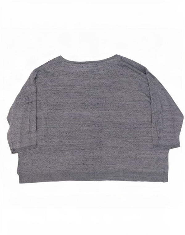 Marks & Spencer Γυναικεία μπλούζα με μανίκια 3/4 τοπ UK 20/22 2XL μπλε φλοκέτα