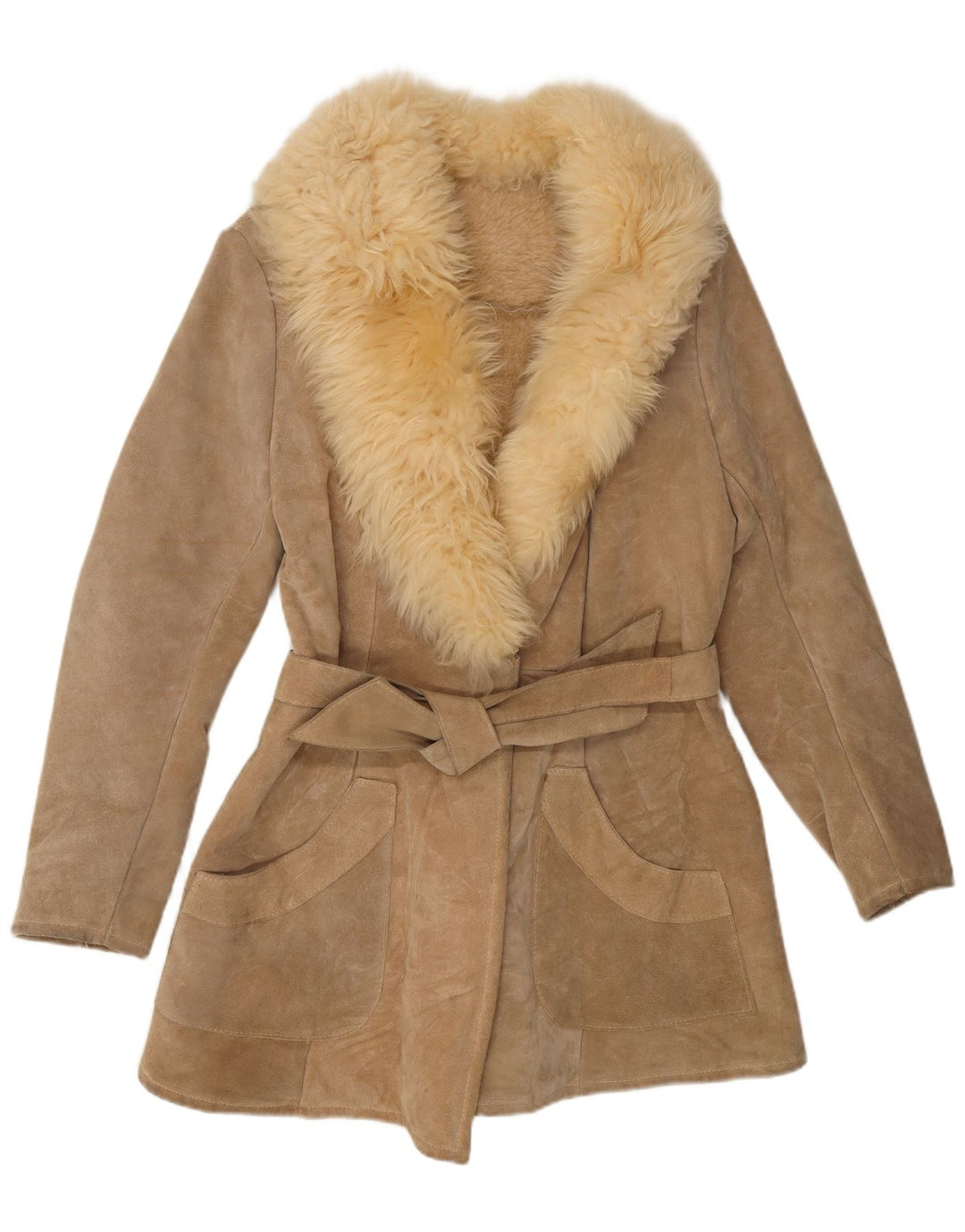 Vintage γυναικείο παλτό Shearling UK 10 Small Beige