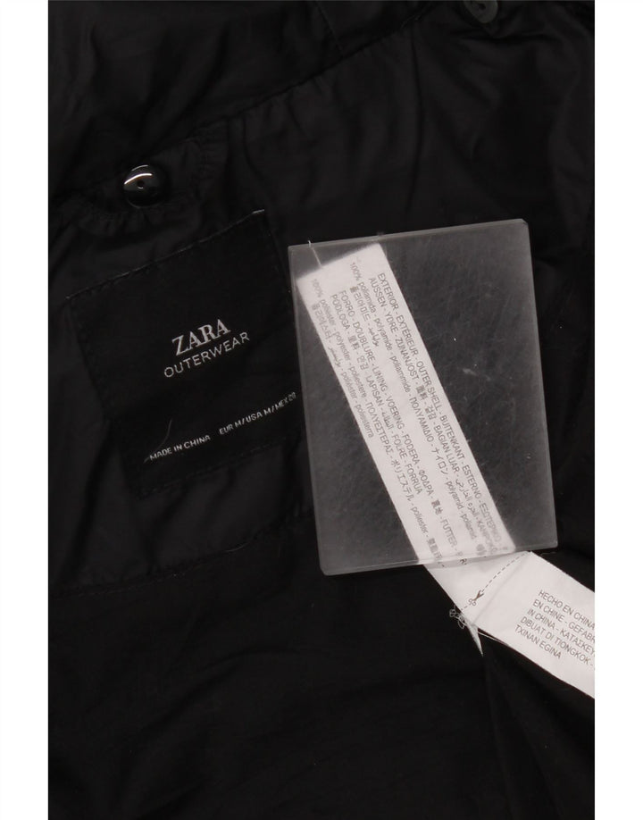 Zara Γυναικείο παλτό με κουκούλα UK 14 Medium Black Polyamide