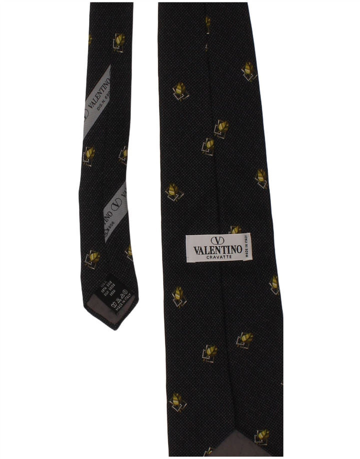Valentino Ανδρική γραβάτα Cravatte One Size Black Floral Silk Designer