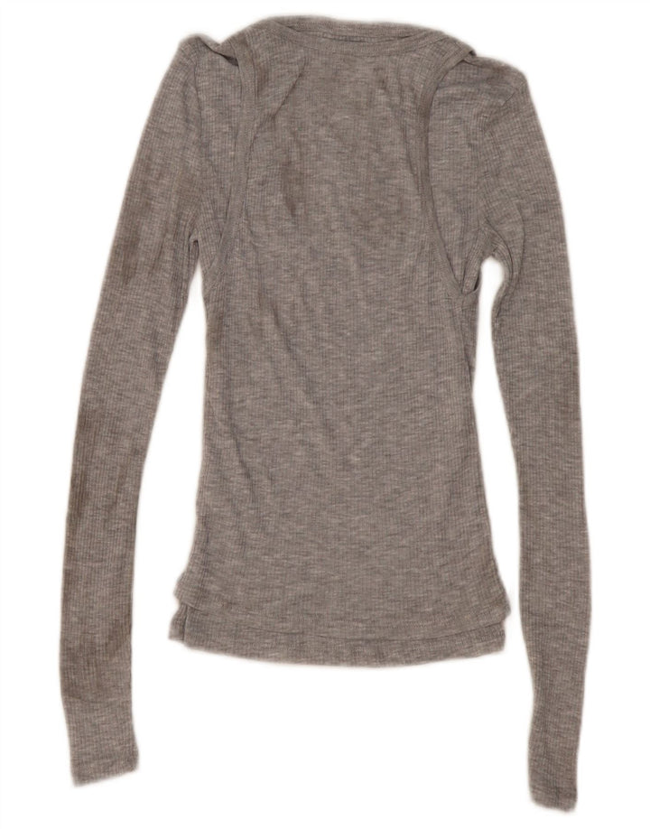 Zara Γυναικείο τοπ μακρυμάνικο UK 8 Small Grey Flecked Polyester