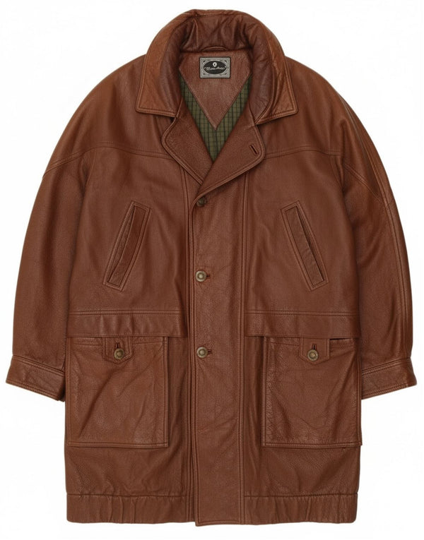 Etienne Aigner Ανδρικό δερμάτινο παλτό UK 40 μεγάλο καφέ δέρμα