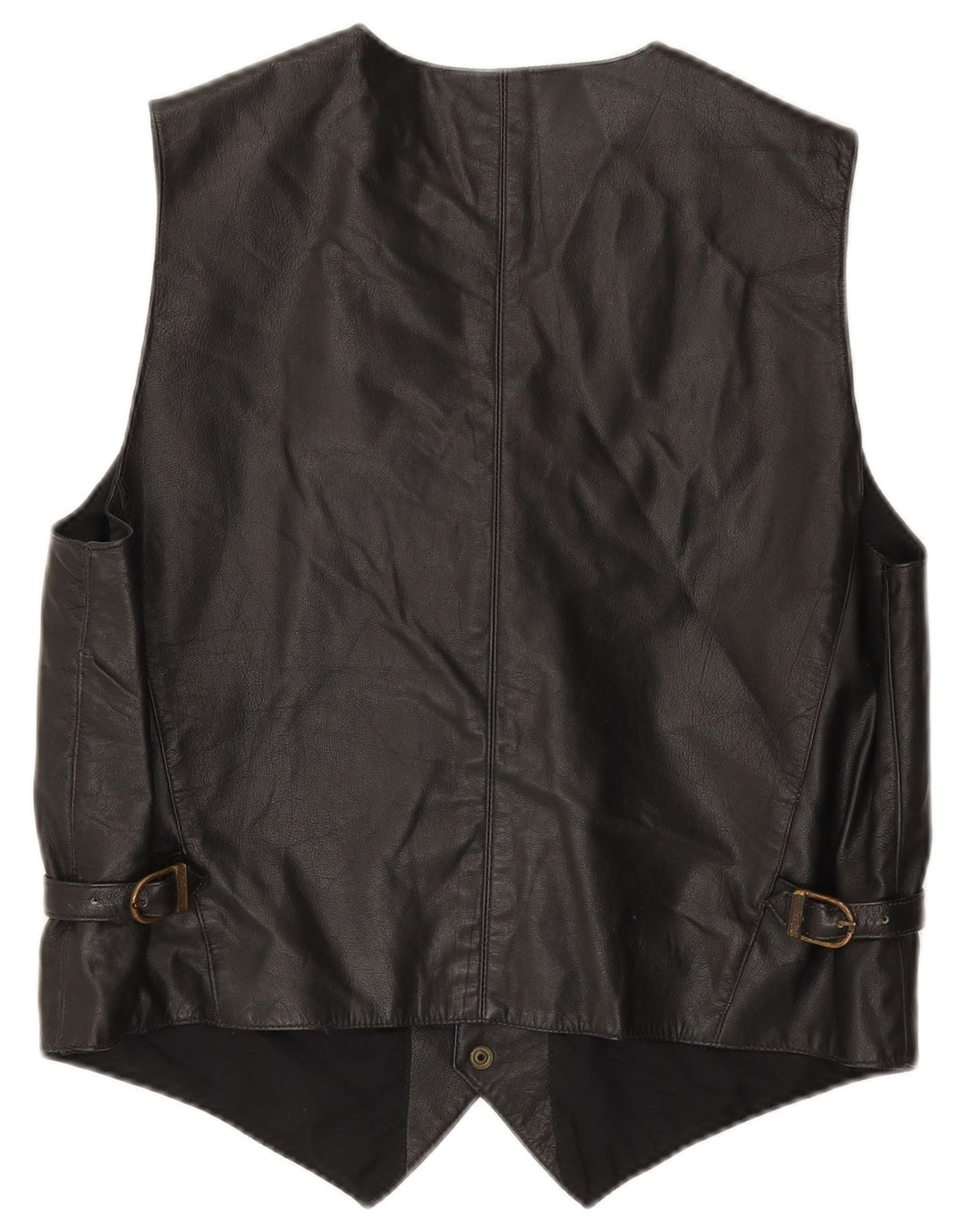 VINTAGE Mens Leather Waistcoat IT 50 Medium Black