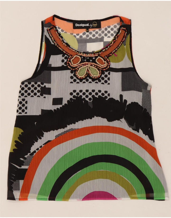 DESIGUAL Γυναικεία Γραφική Μπλούζα Τοπ UK 6 XS Πολύχρωμη Γεωμετρική