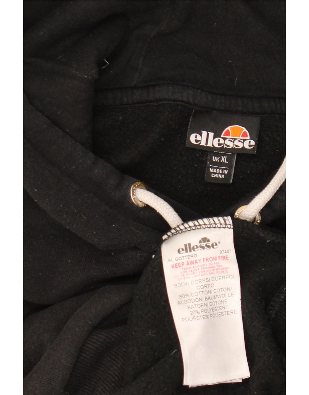 ELLESSE Ανδρικό γραφικό κουκούλα Jumper XL Μαύρο βαμβακερό