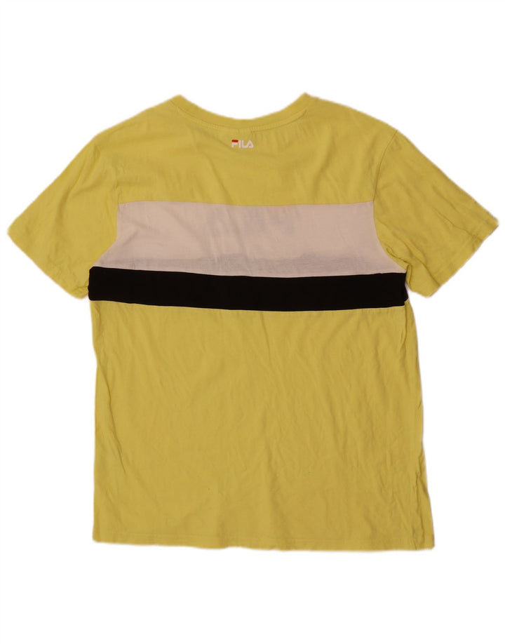 Ανδρικό γραφικό μπλουζάκι Fila Top Medium Yellow Colourblock Βαμβακερό