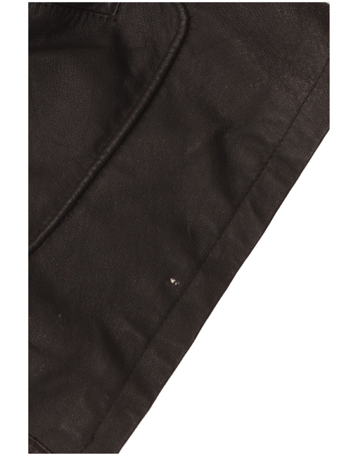Vintage Ανδρικό Duffle Δερμάτινο Μπουφάν UK 42 XL Μαύρο Δερμάτινο