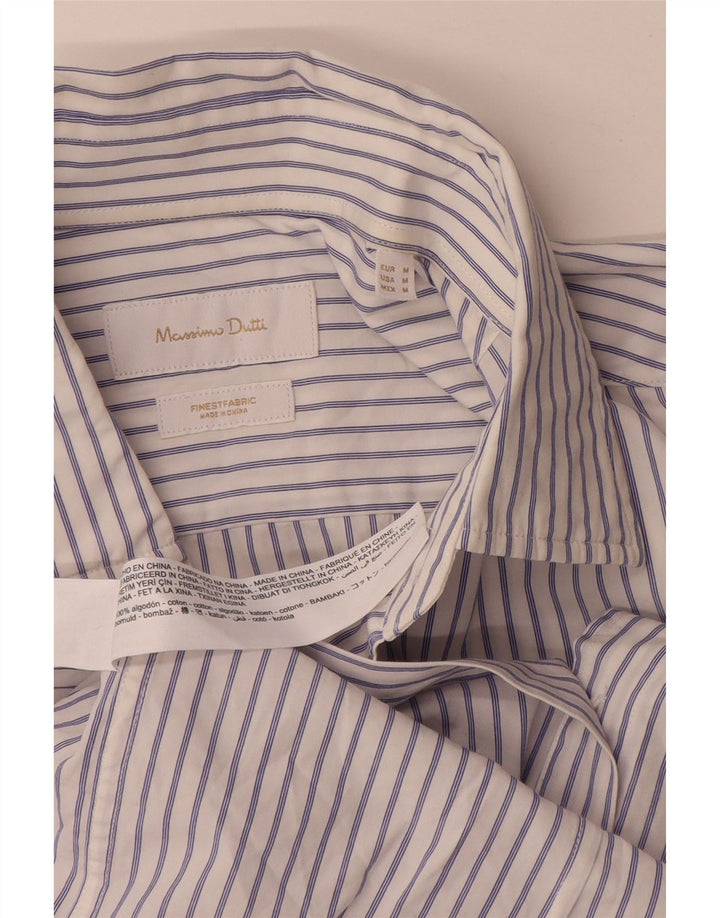 Ανδρικό πουκάμισο Massimo Dutti, μεσαίο λευκό βαμβακερό με ρίγες