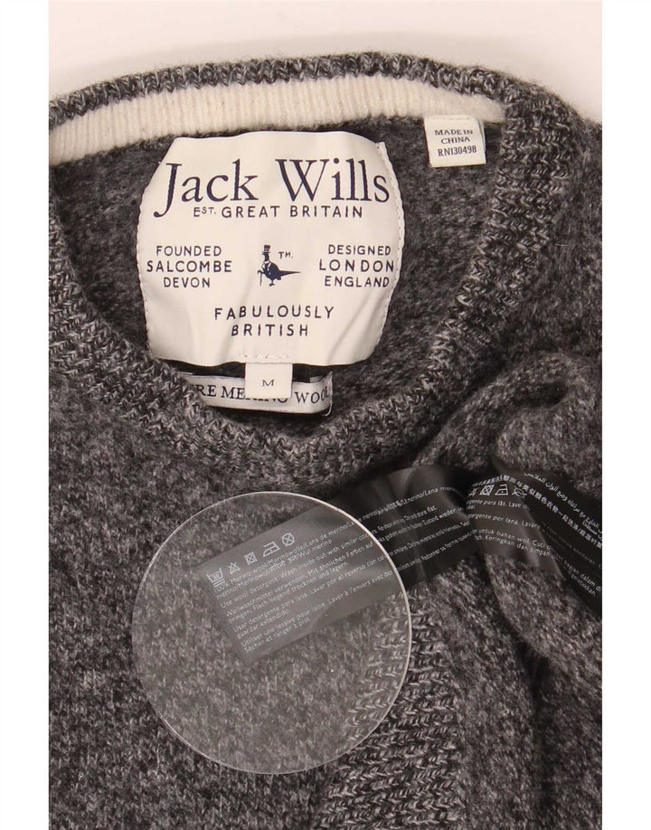 Jack Wills γυναικείο πουλόβερ με λαιμόκοψη UK 12 Medium Grey Flecked