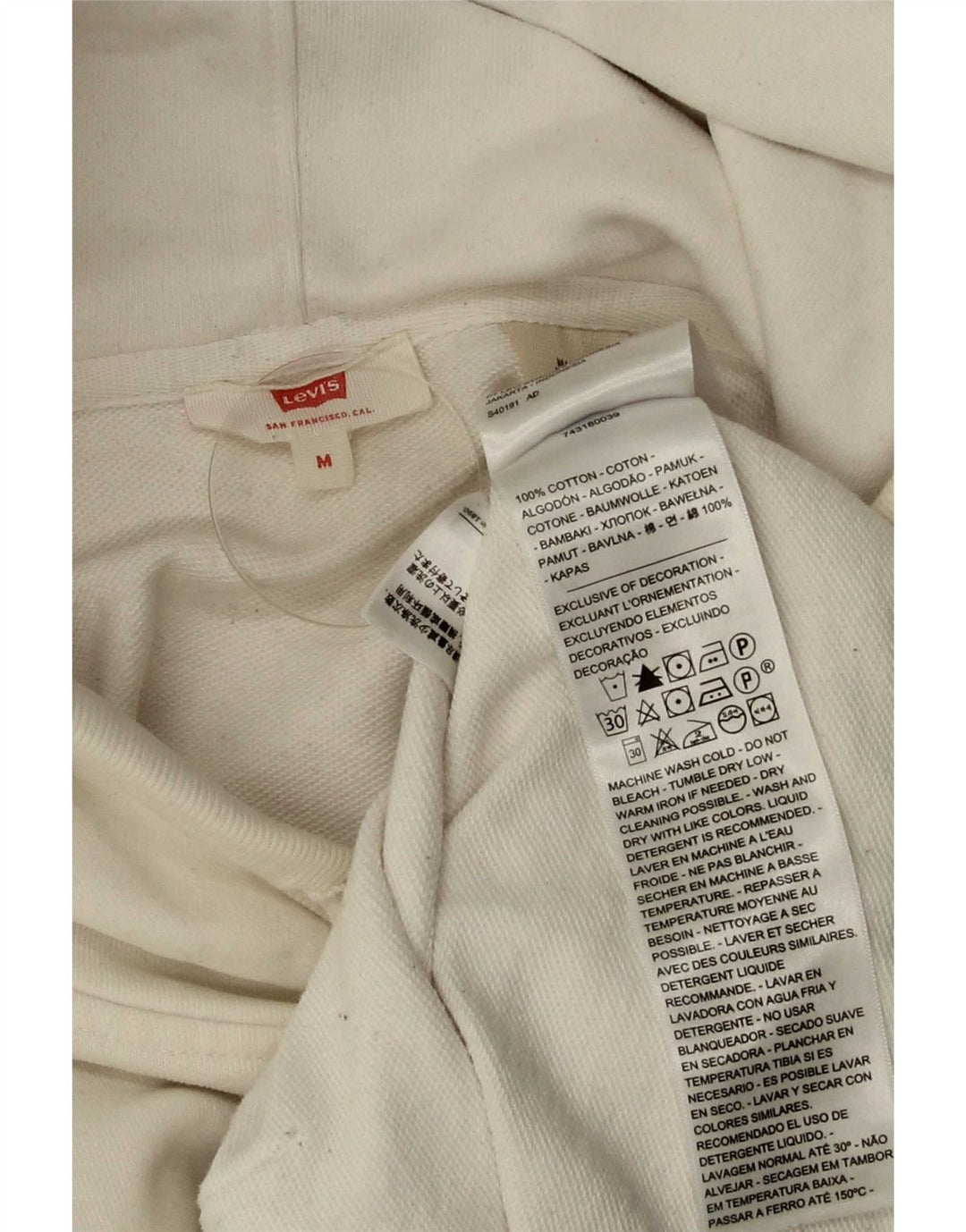 Γυναικείο Levi's Graphic Hoodie Jumper UK 14 μεσαίο λευκό βαμβακερό