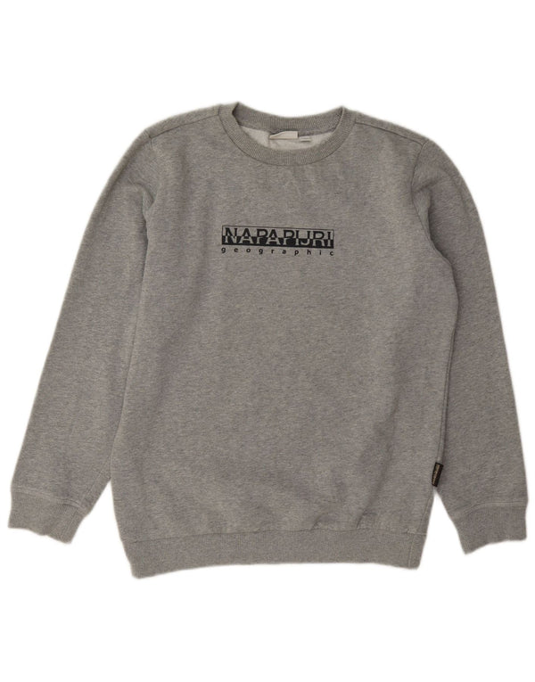 Napapijri Boys Graphic Sweatshirt Jumper 13-14 ετών Γκρι βαμβακερό