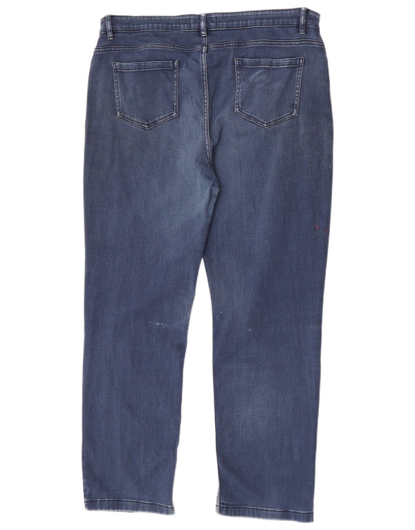 Marks & Spencer Womens Straight Jeans UK 18 XL W38 L30 Navy Blue Cotton