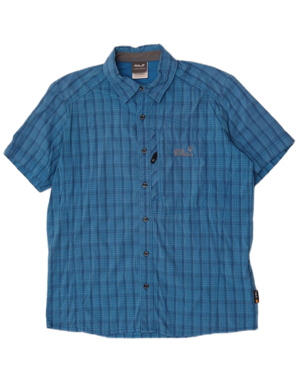 Jack Wolfskin Ανδρικό κοντομάνικο πουκάμισο UK 40/42 Large Blue Check Polyamide