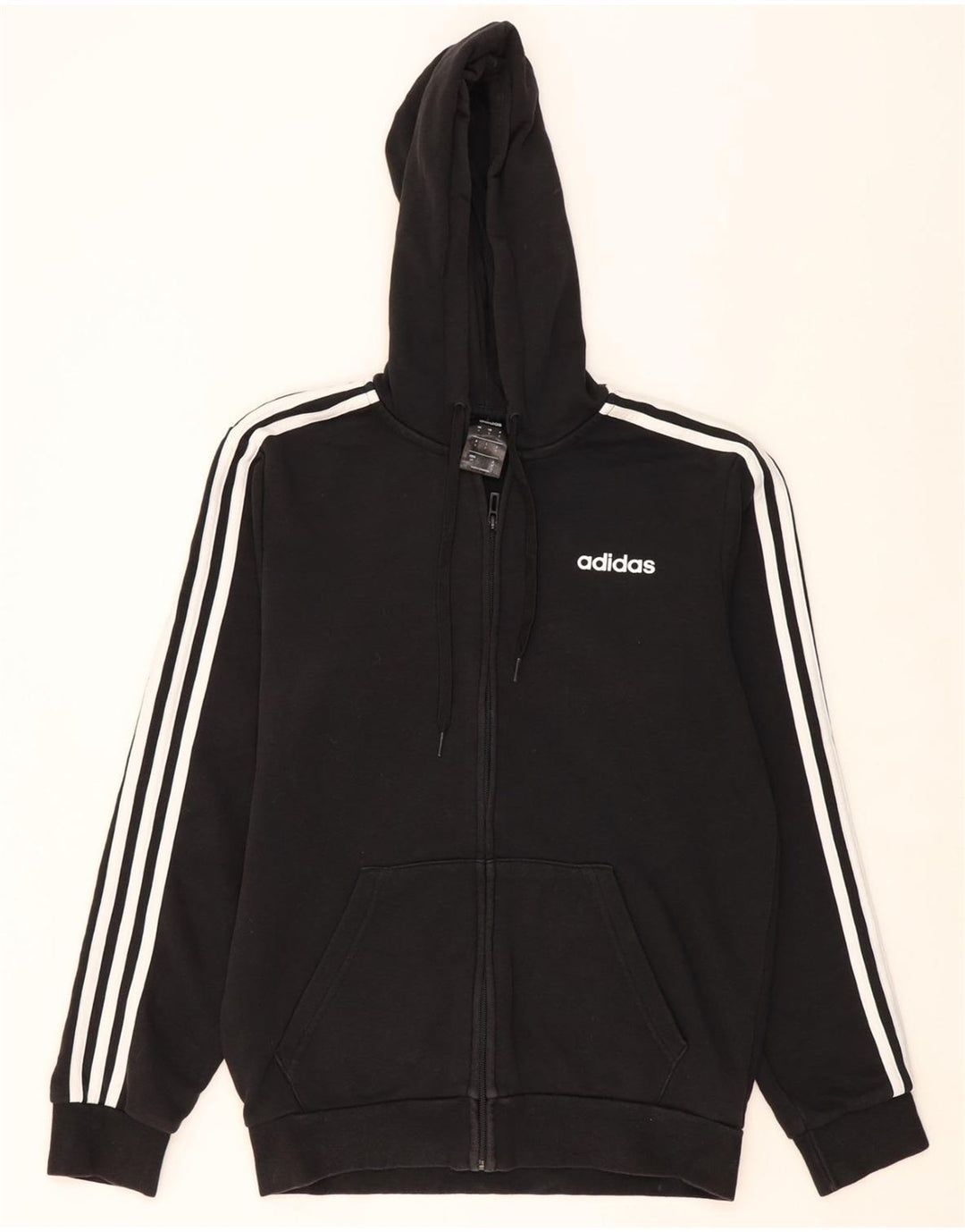 ADIDAS Mens Zip Hoodie Sweater Small Black Cotton Vintage Adidas and Second-Hand Adidas from Messina Hembry 