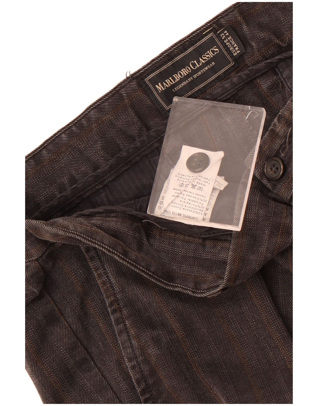 Ανδρικό παντελόνι Chino Marlboro Classics EU 52 XL W34 L33 Γκρι ριγέ
