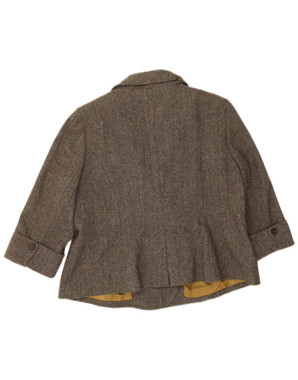 Monsoon γυναικείο κοντό μανίκι 3/4 Pea παλτό UK 18 XL Γκρι μαλλί ψαροκόκαλο