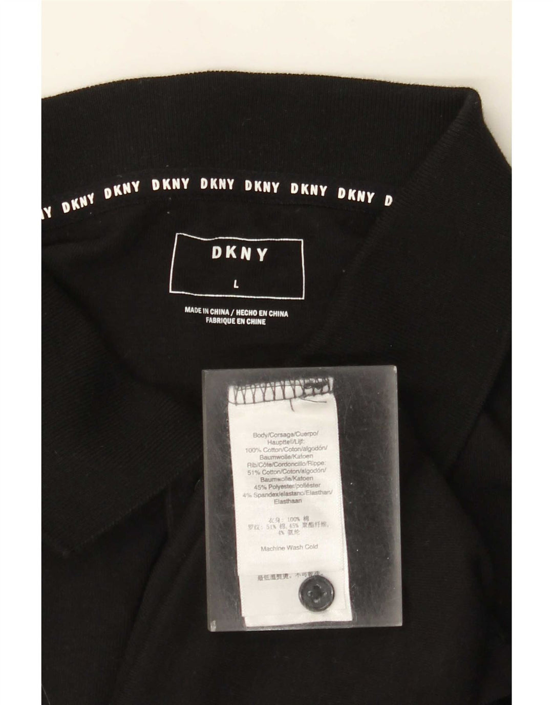Ανδρικό μπλουζάκι πόλο Dkny μεγάλο μαύρο βαμβακερό