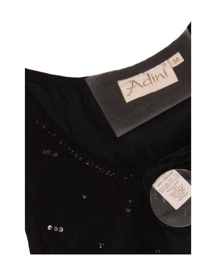 ADINI Womens Sleeveless Blouse Top UK 12 Medium Black Viscose Vintage Adini and Second-Hand Adini from Messina Hembry 
