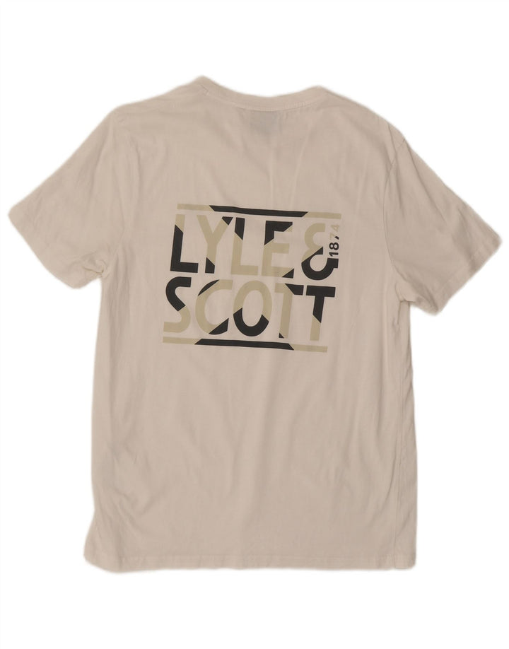 Lyle & Scott Ανδρικό γραφικό T-Shirt Top Μεσαίο λευκό βαμβακερό