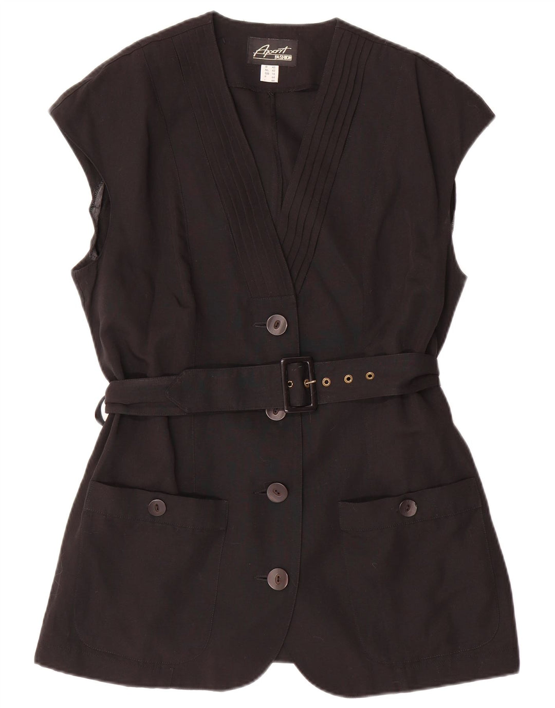 APART Γυναικείο αμάνικο σακάκι με 4 κουμπιά UK 16 μεγάλο μαύρο πολυεστέρα