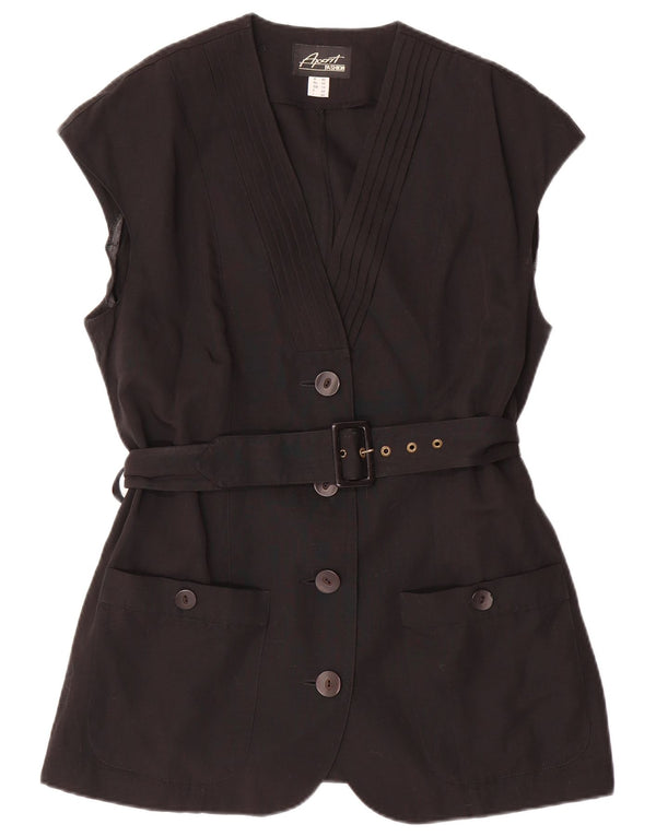 APART Γυναικείο αμάνικο σακάκι με 4 κουμπιά UK 16 μεγάλο μαύρο πολυεστέρα