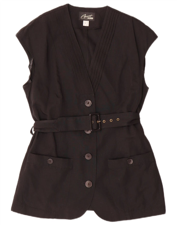 APART Γυναικείο αμάνικο σακάκι με 4 κουμπιά UK 16 μεγάλο μαύρο πολυεστέρα