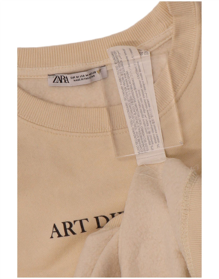 Zara Γυναικείο Φούτερ με γραφικά Jumper UK 14 Βαμβακερό μεσαίο υπόλευκο
