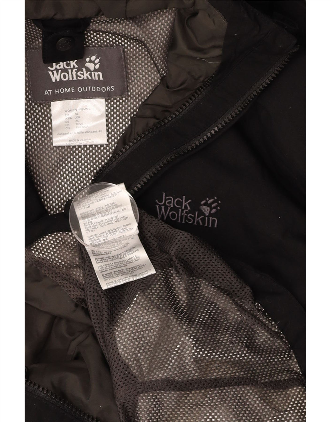 JACK WOLFSKIN Γυναικείο μπουφάν βροχής με κουκούλα UK 18/20 XL μαύρο πολυαμίδιο