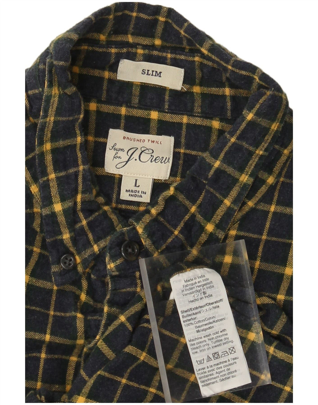 J. CREW Ανδρικό Slim Flannel Πουκάμισο Μεγάλο Navy Blue Check Cotton