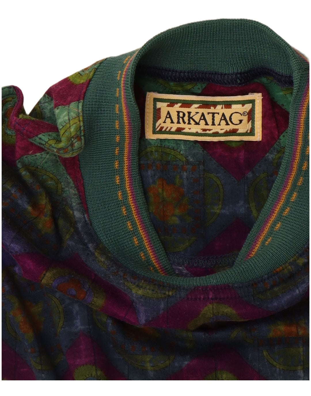 Vintage Ανδρικό Γραφικό T-Shirt Top Μεγάλο Πολύχρωμο Γεωμετρικό