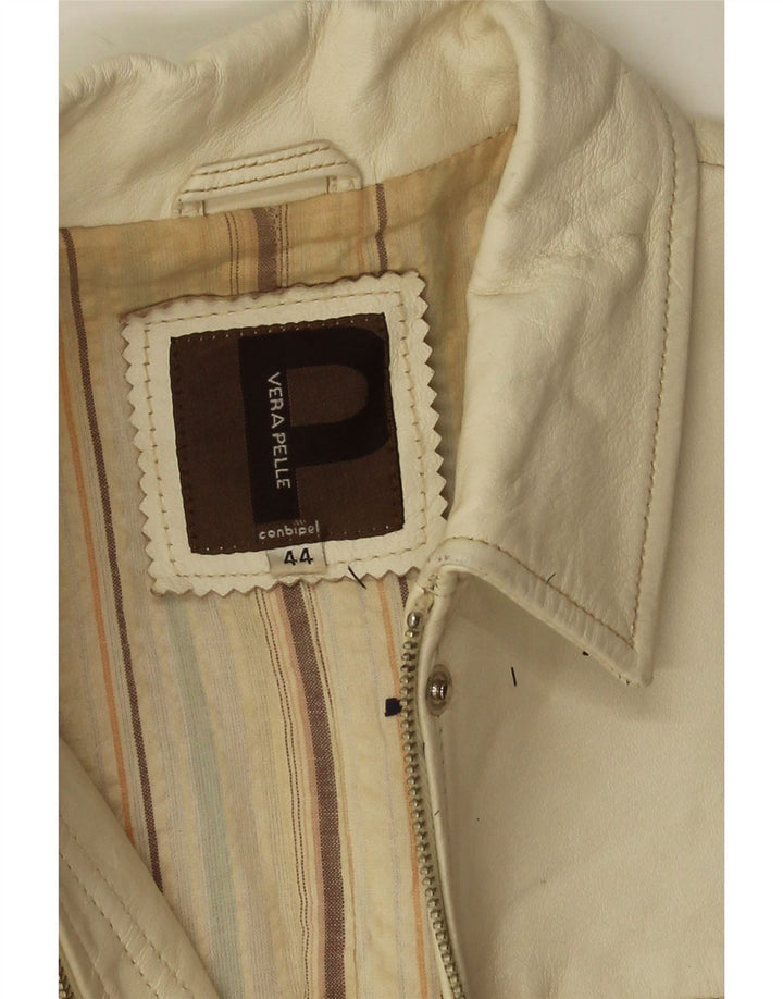 Conbipel Γυναικείο Crop Δερμάτινο Μπουφάν IT 44 Medium White Leather